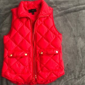 J.Crew red Pxs, down vest, 4pockets